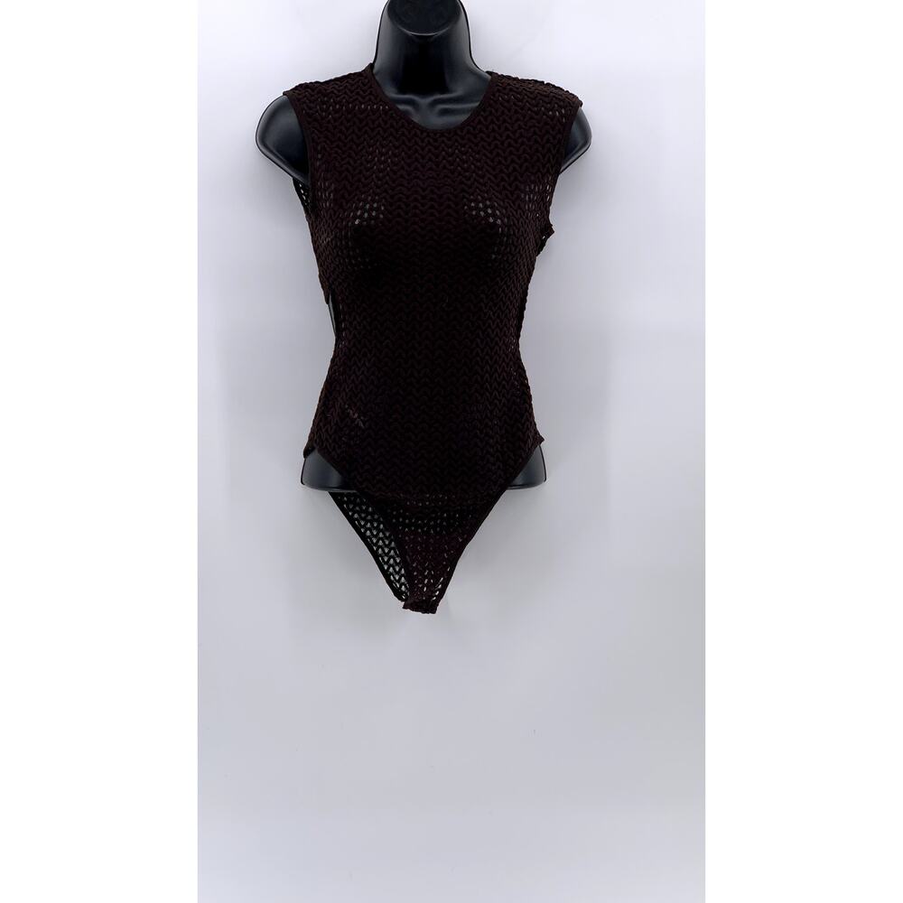 Zara Black Sleeveless Crochet Bodysuit